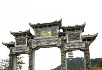 广州龙山景区大型石头雕塑牌楼，定制之选