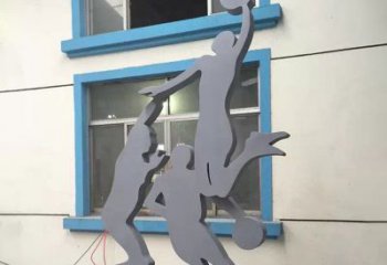 广州路边打篮球不锈钢雕塑