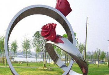 广州玫瑰戒指不锈钢雕塑