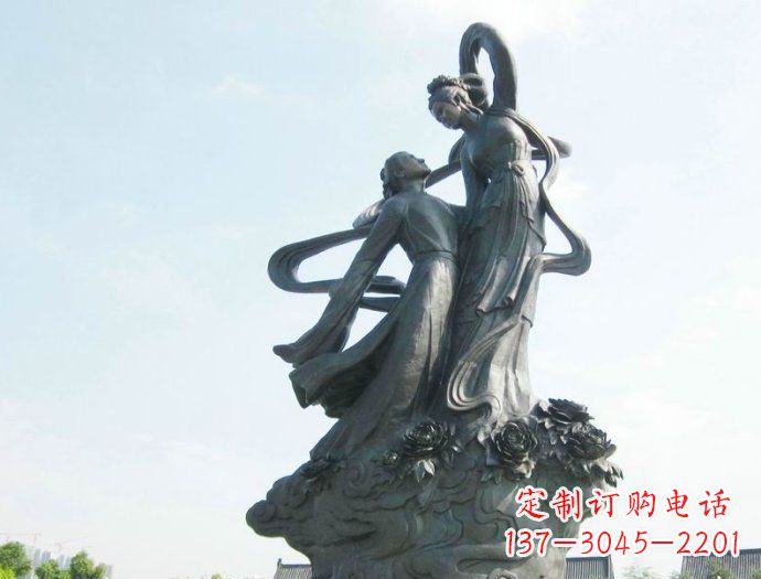 广州铸就爱情经典,中领雕塑定制牛郎织女广场雕塑