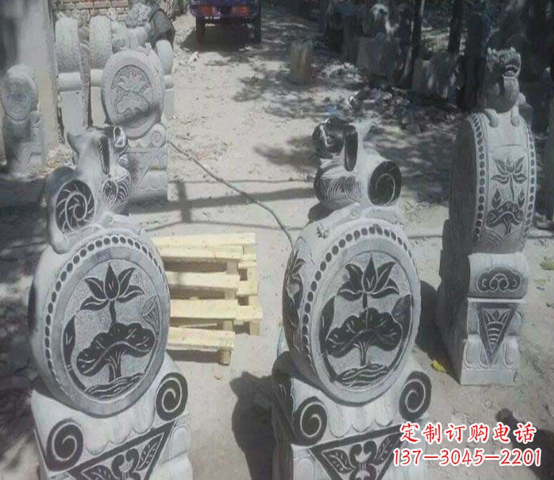 广州貔貅抱鼓石招财石门墩石雕