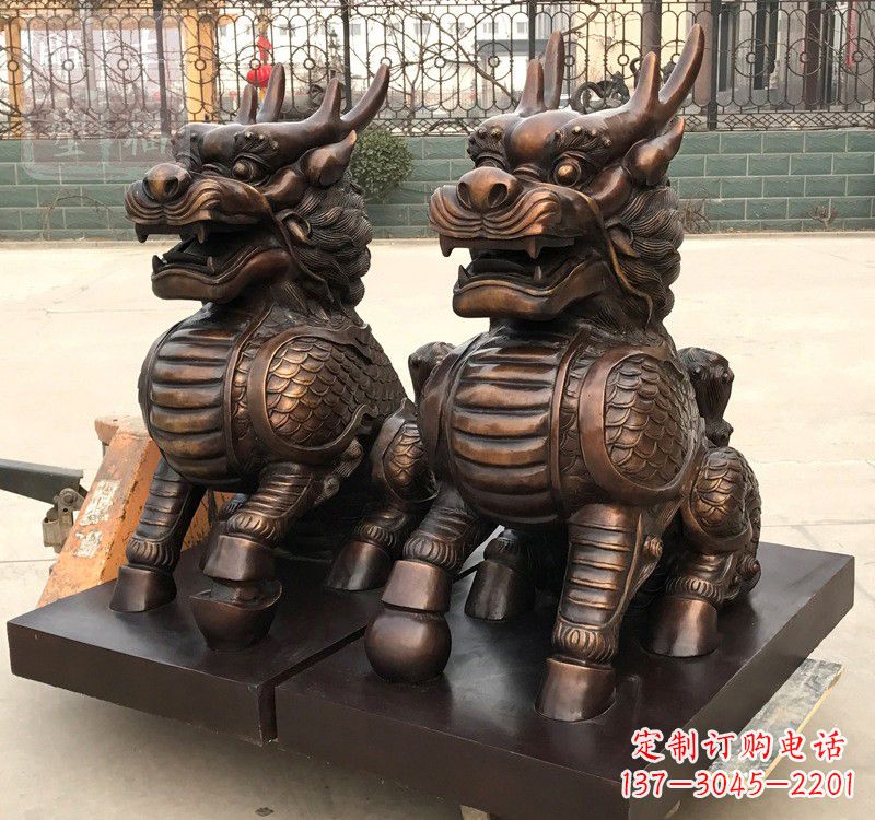 广州高雅定制辟邪铜麒麟雕塑