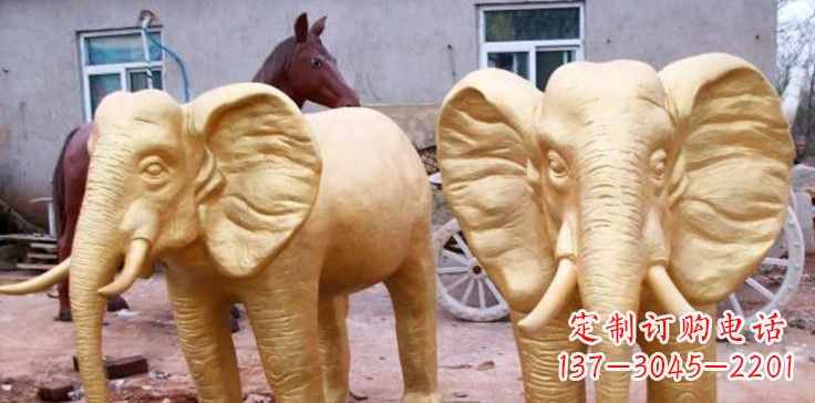 广州漆金巨型大象雕塑,由中领雕塑厂家定制制作…