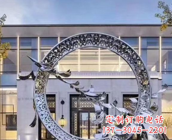 广州企业不锈钢圆环大雁雕塑