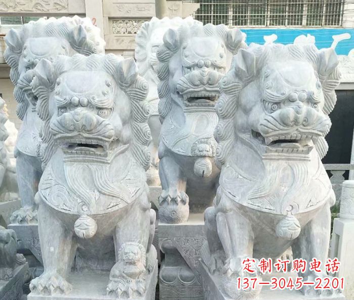 广州企业景观大理石狮子石雕 (8)