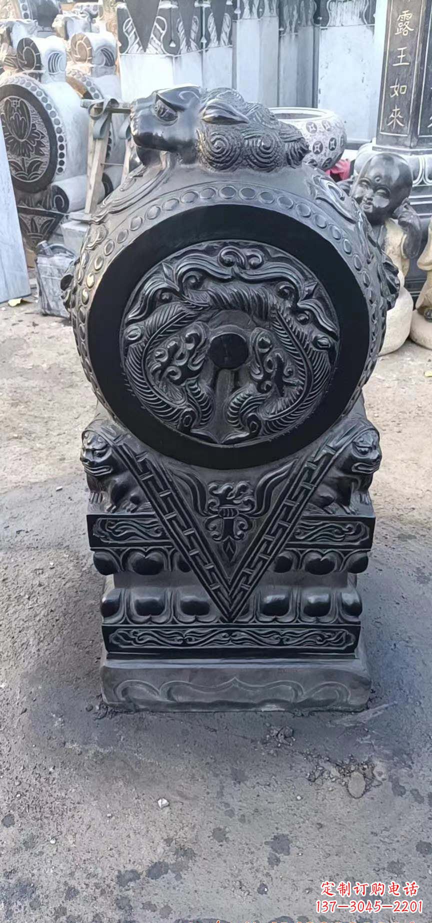 广州门墩石雕,营造青石抱鼓石之美