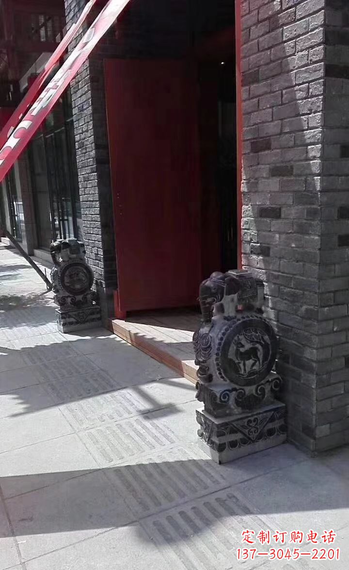 广州青石雕刻大象门墩抱鼓石