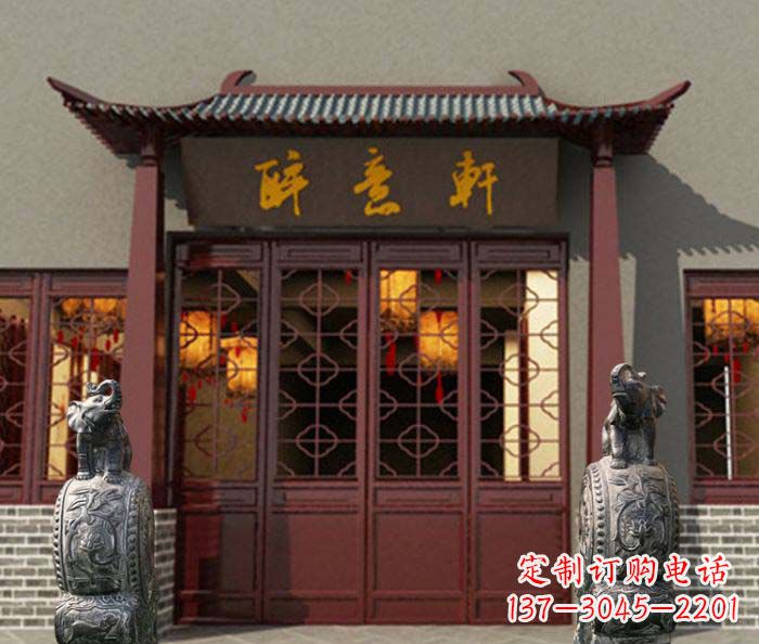 广州门口镇宅装饰,招财进宝——青石大象雕塑