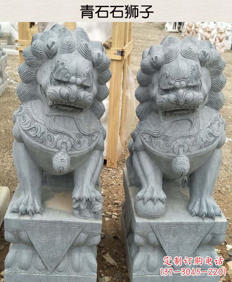 广州青石看门狮子雕塑