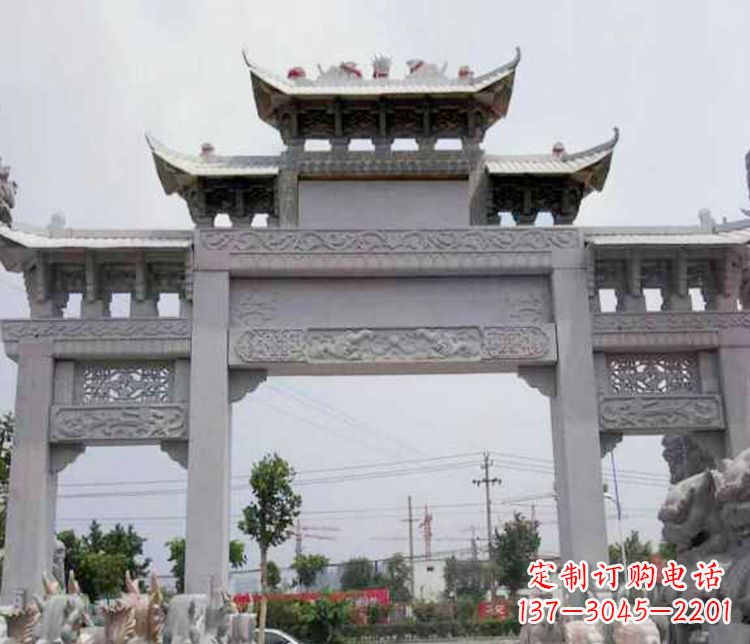 广州三门大理石牌坊石雕 (3)