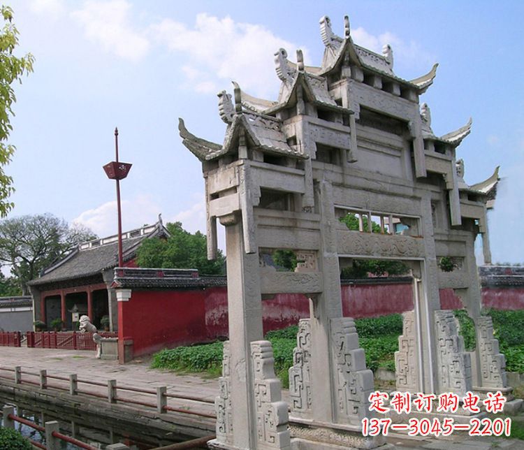 广州三门大型牌坊石雕