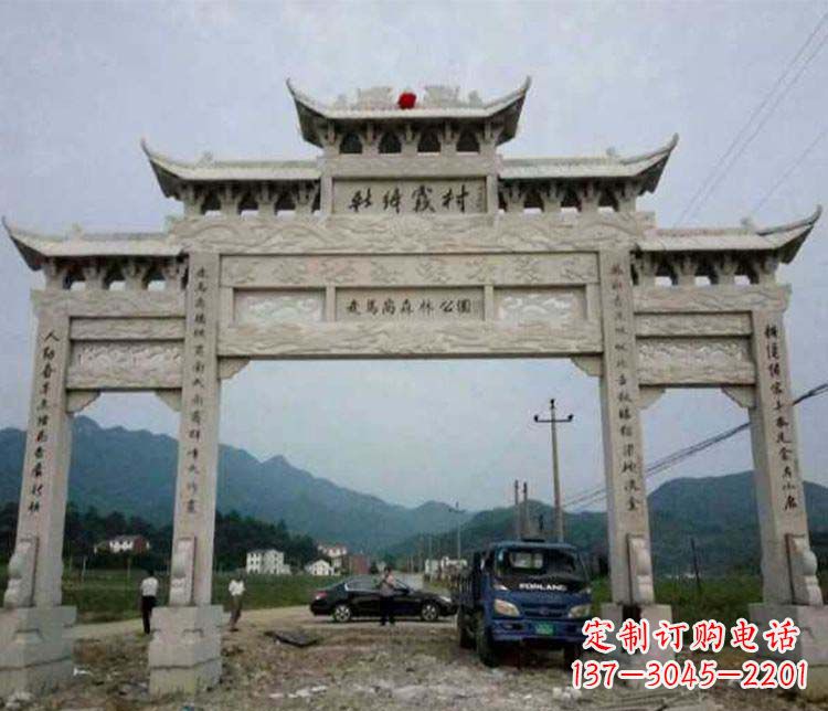 广州三门仿古牌坊石雕 (2)