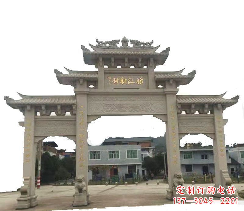 广州三门仿古牌坊石雕 (5)