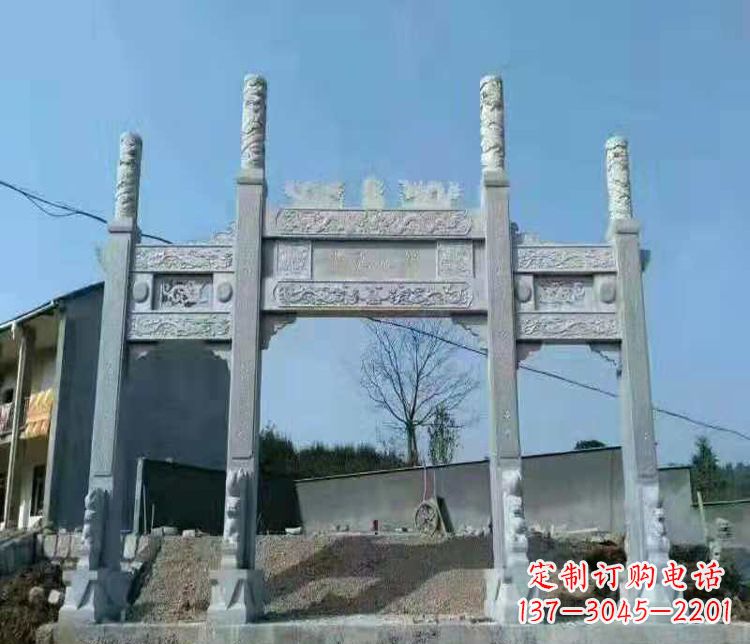 广州三门仿古牌坊石雕 (4)