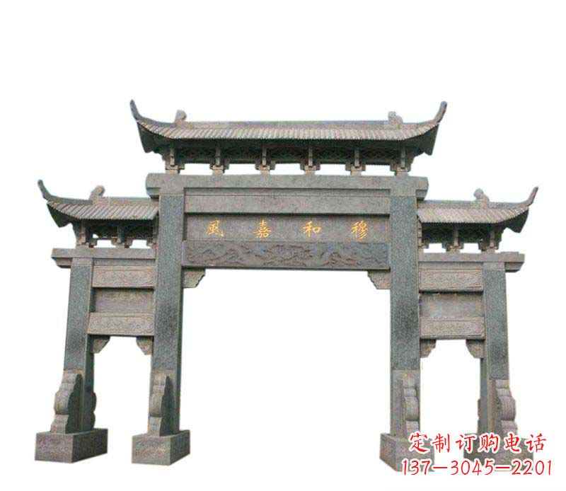 广州四门牌坊石雕:高端雕塑定制