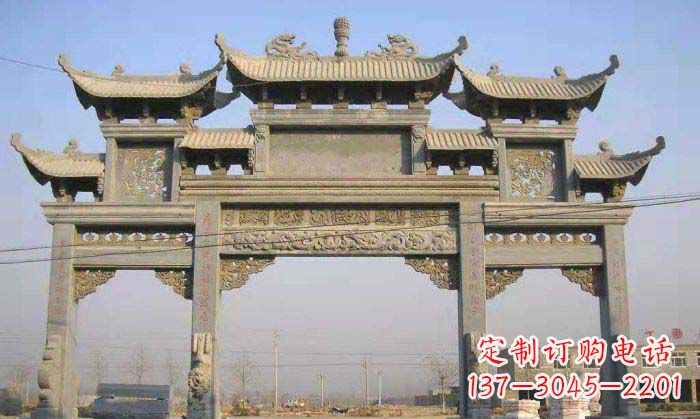 广州特色街角石雕牌坊精致典雅的装点