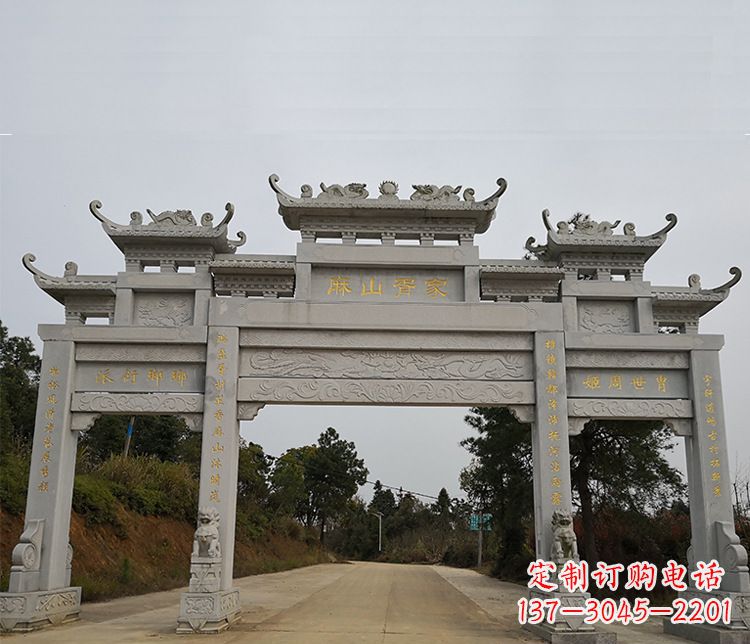 广州三门石牌坊石雕_2