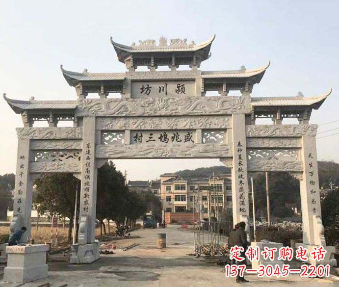 广州三门五楼大理石牌坊石雕