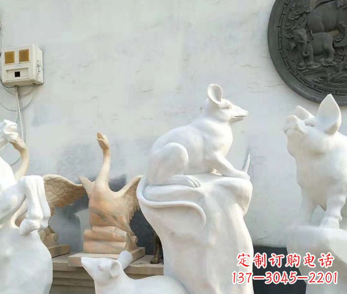广州独具个性的汉白玉老鼠石雕