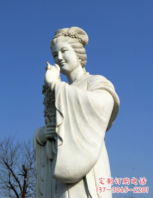 广州十二花神之三月桃花息夫人汉白玉精美美女雕像