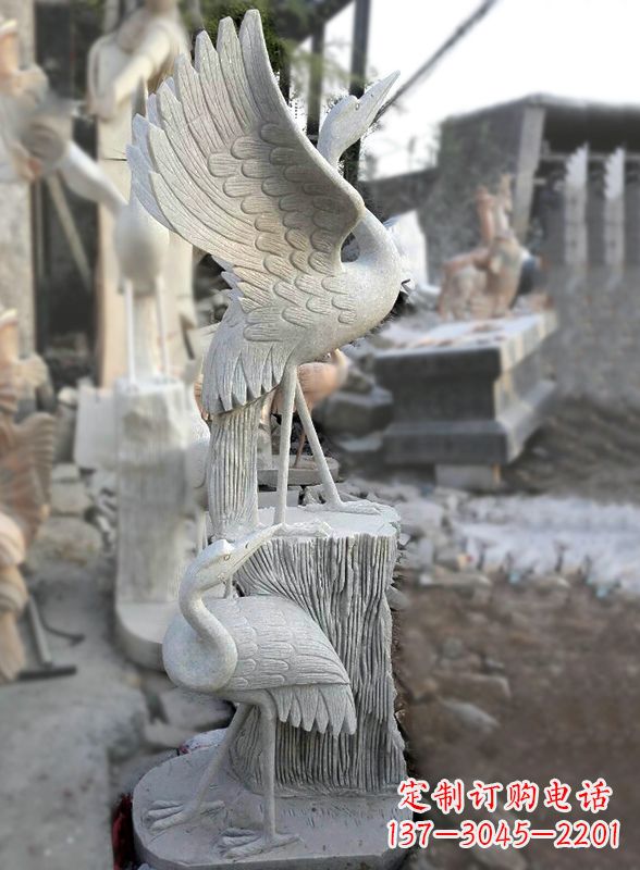 广州石雕仙鹤景观摆件