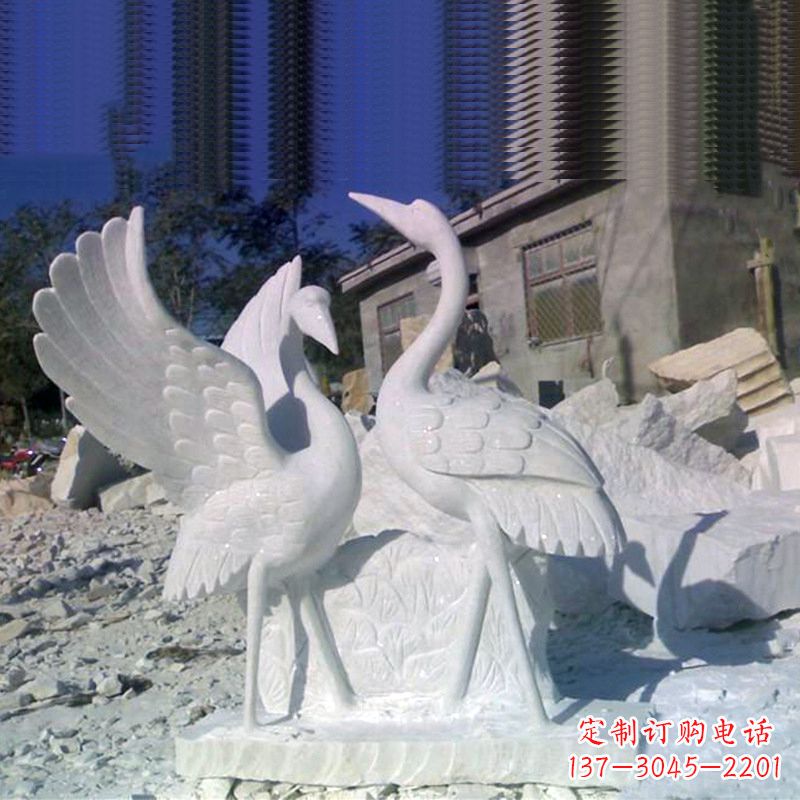 广州石雕仙鹤低头
