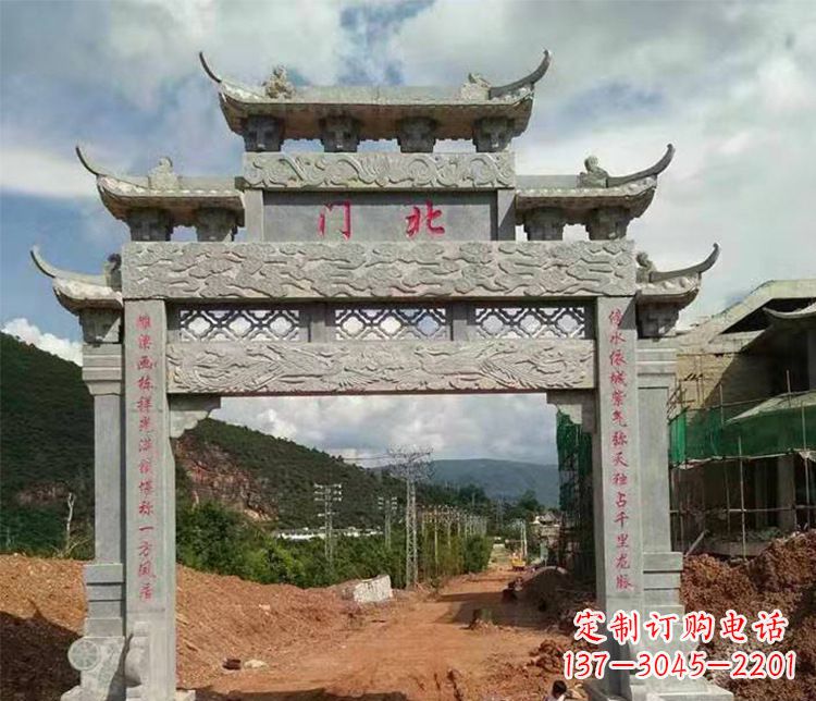 广州石牌坊单门牌坊石雕