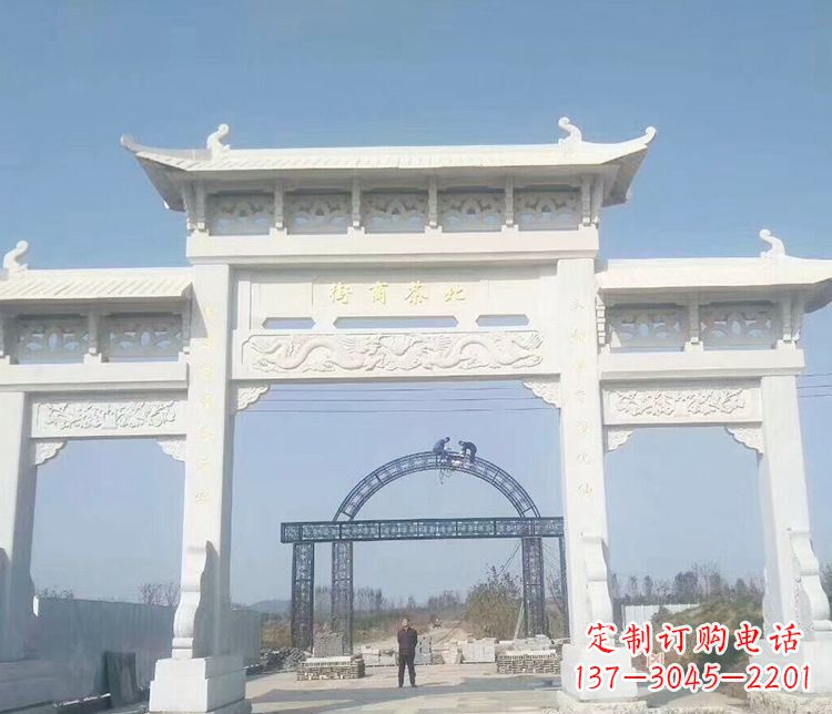 广州石牌坊三门牌坊石雕 (4)