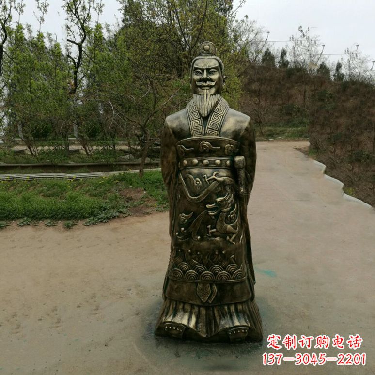 广州始皇嬴政玻璃钢仿铜雕塑