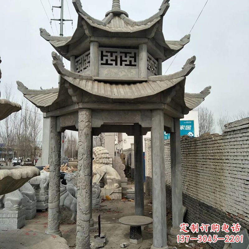 广州双层大理石凉亭雕塑
