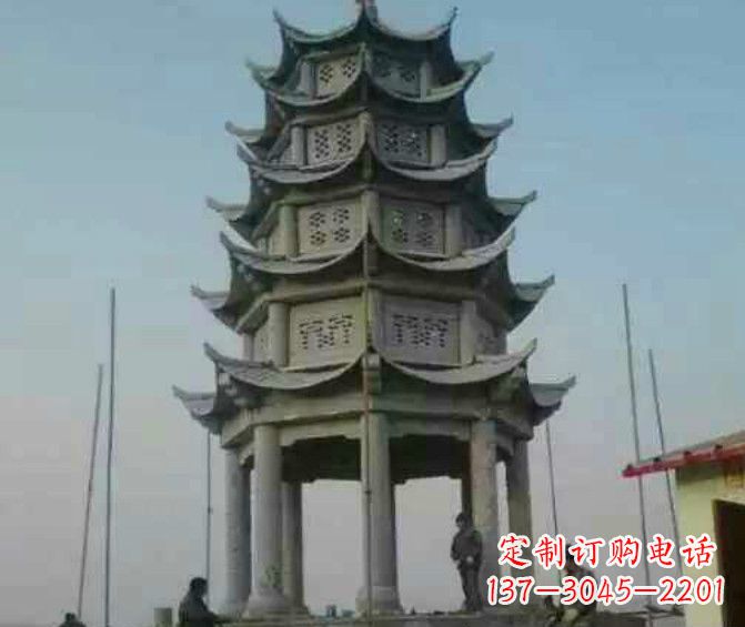 广州双层大理石凉亭石雕 (2)