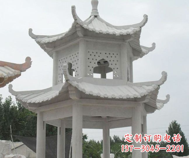 广州双层大理石凉亭石雕