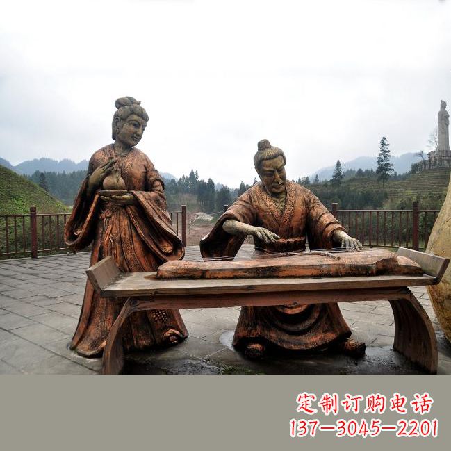 广州司马相如与卓文君铜雕塑像-城市广场历史名人情景雕塑