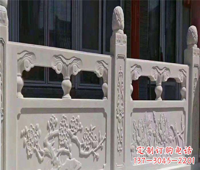 广州寺庙景观汉白玉石浮雕栏板 (2)