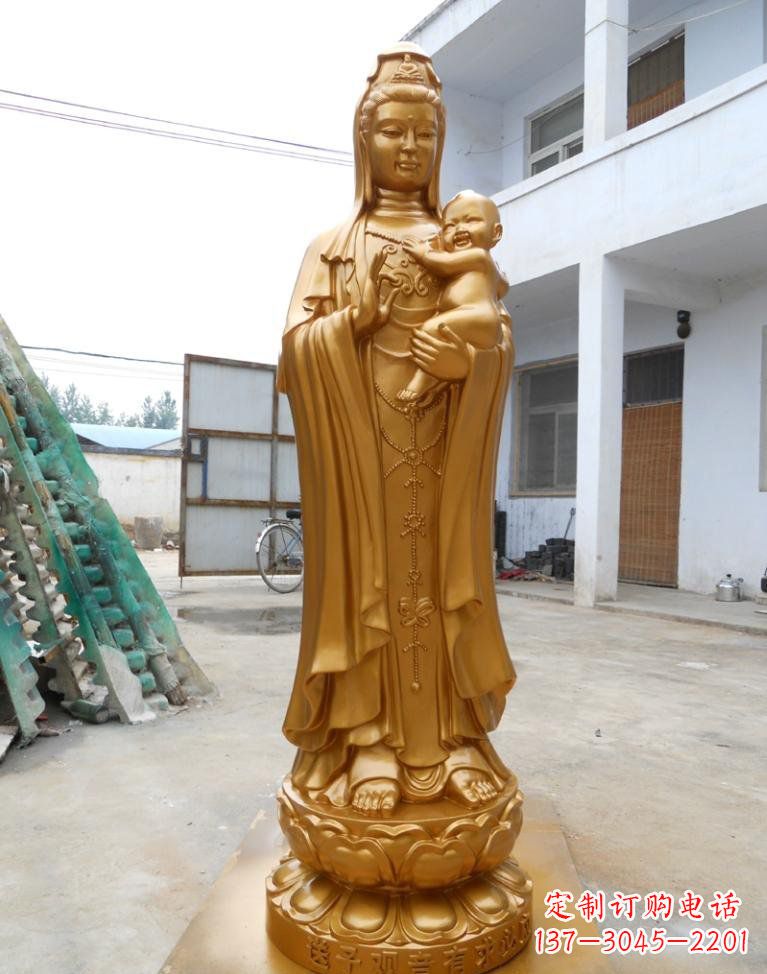 广州寺庙立式送子观音铜雕