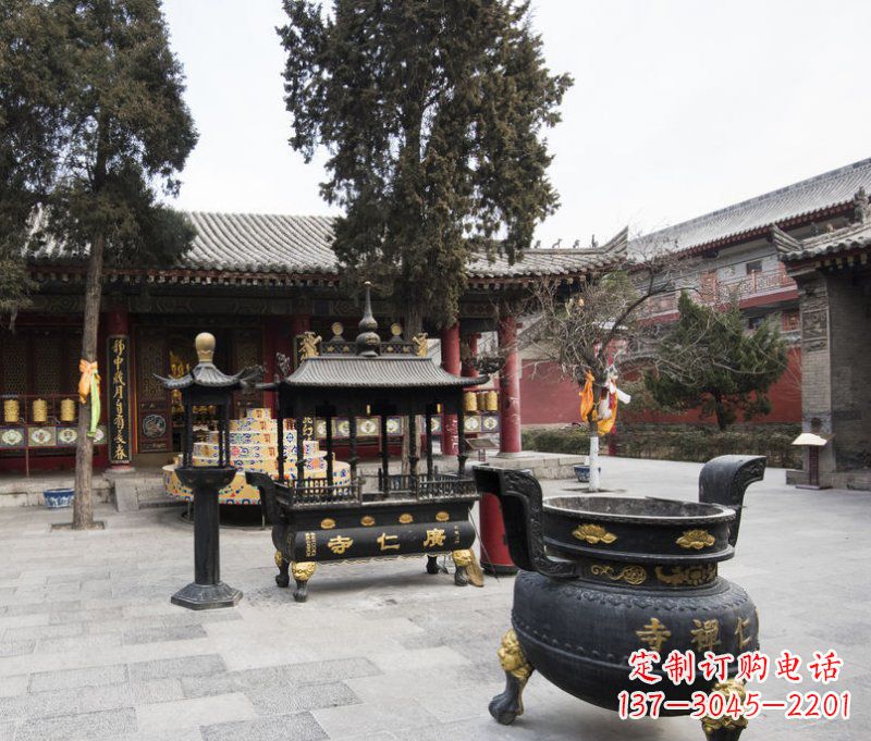 广州寺庙铜香炉铜雕