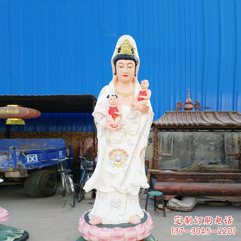广州送子观音彩绘玻璃钢雕塑