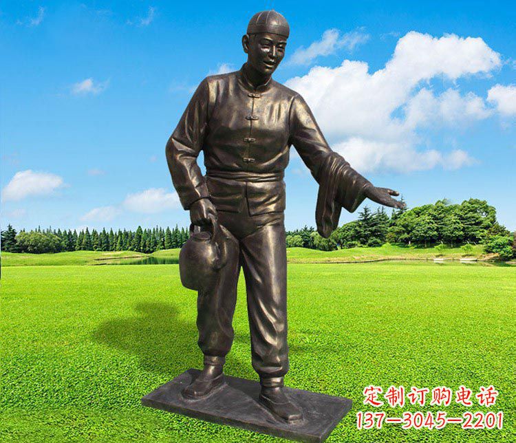 广州提茶壶的店小二铜雕