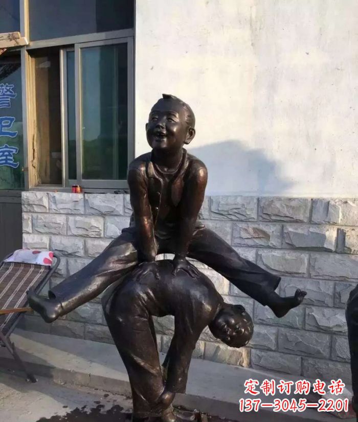 广州跳马儿童铜雕 (2)