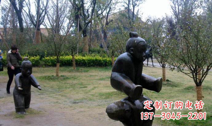 广州跳山羊公园人物铜雕