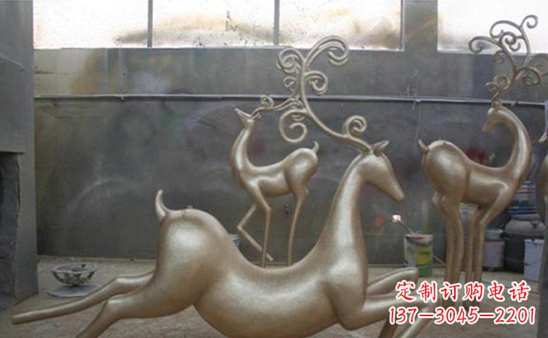 广州铜雕抽象树枝梅花鹿雕塑