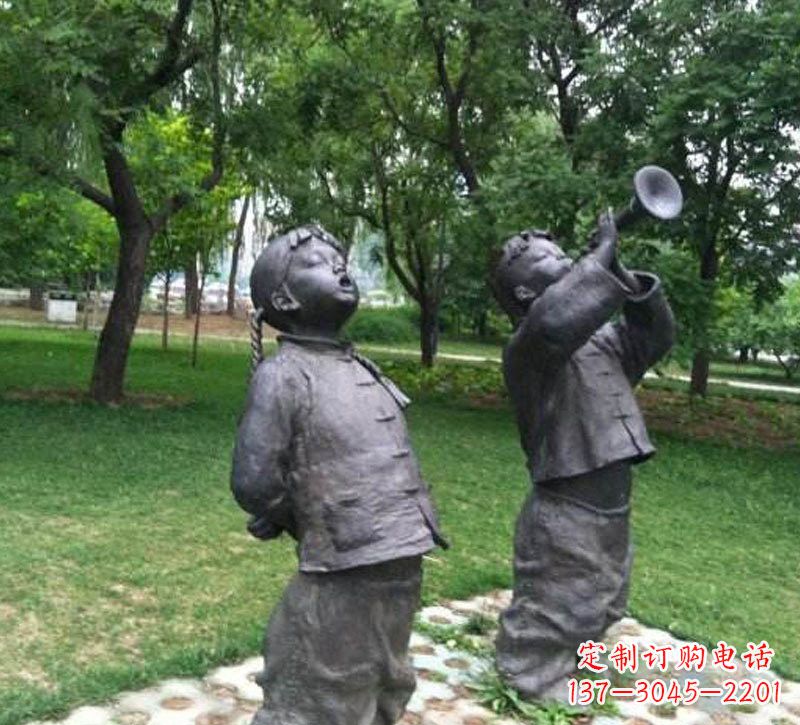 广州铜雕儿童吹唢呐