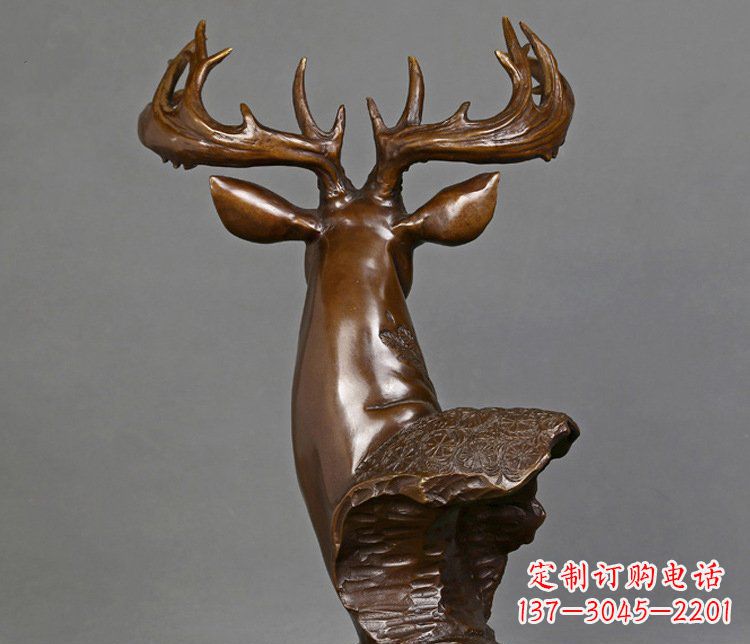广州铜雕吉祥招财鹿头雕塑摆件