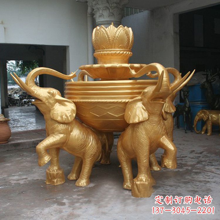 广州铜雕喷水大象雕塑