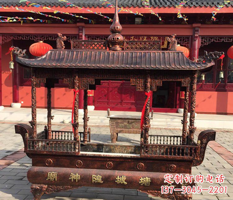 广州铜雕寺庙佛光普照香炉雕塑摆件