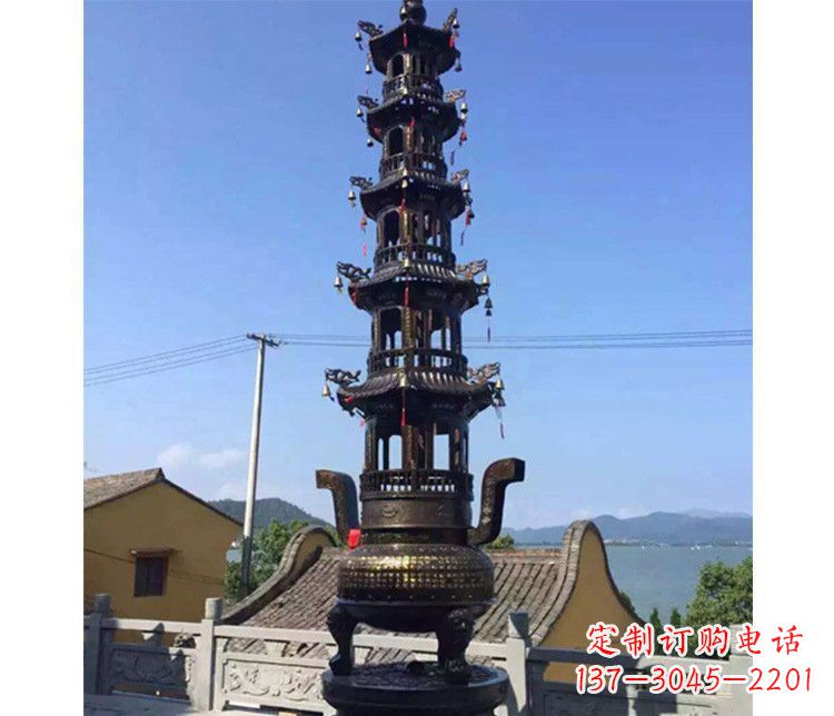 广州铜雕寺庙大型多层香炉