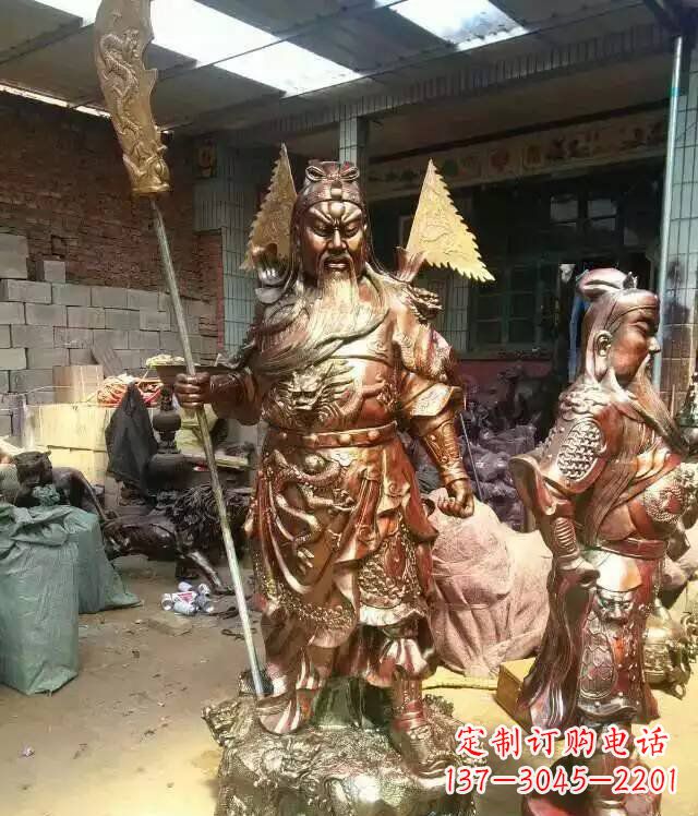广州铜雕武财神持刀关公雕塑