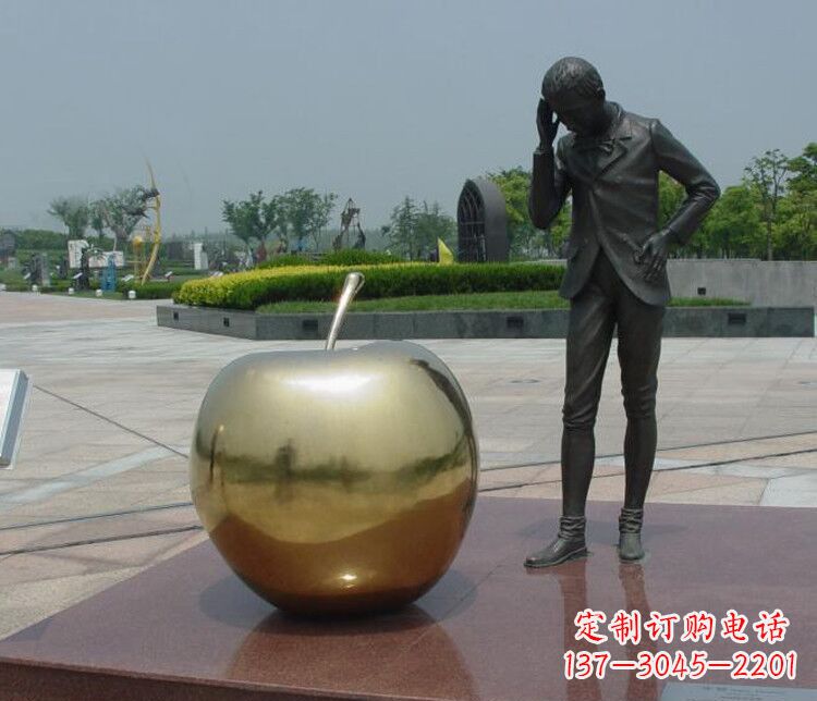 广州铜雕西方人物和苹果