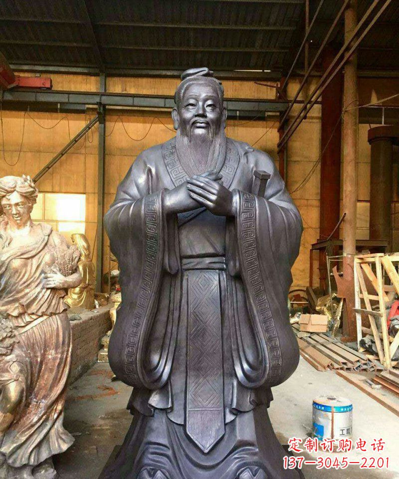 广州铜雕校园孔子人像雕塑