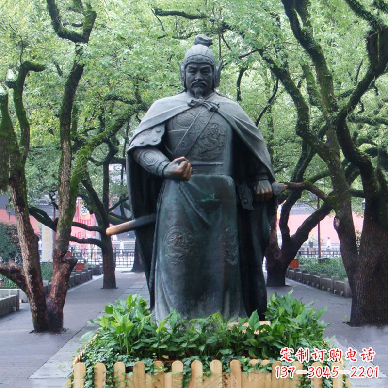 广州铜雕岳飞雕塑-公园园林历史名人中国古代民族英雄人物雕像